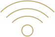Icon of a Wi-Fi signal with curved lines above a small circle, representing complimentary Wi-Fi service.
