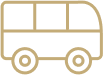 Icon of a bus with a clock, representing scheduled transportation service.